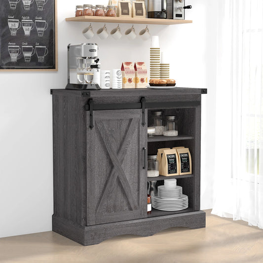 Farmhouse Kitchen Sideboard Cabinet with Sliding Barn Door