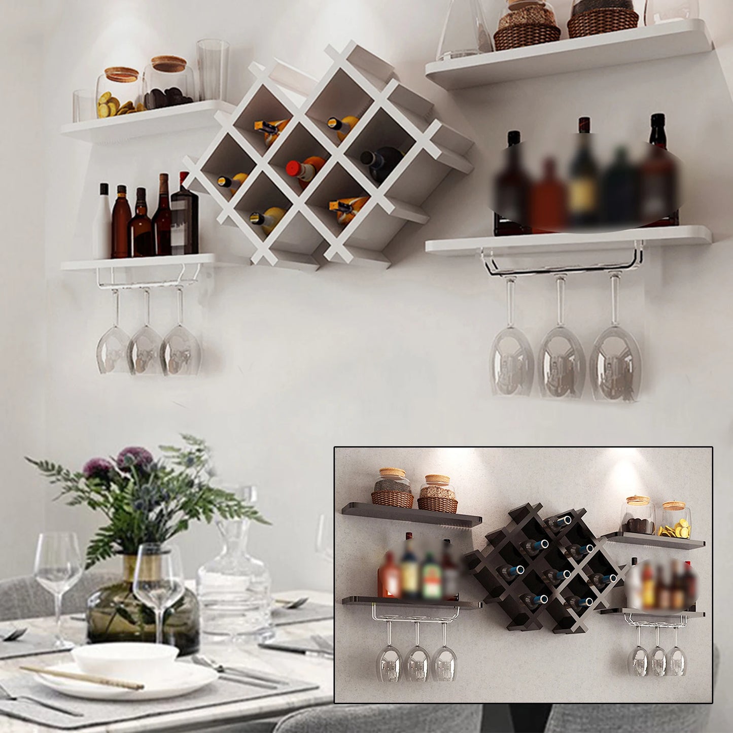 Modern Black/White Wall Mounted Bottle Holder