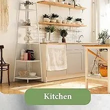 Corner Ladder Stand, 5-Tier Wood Shelving